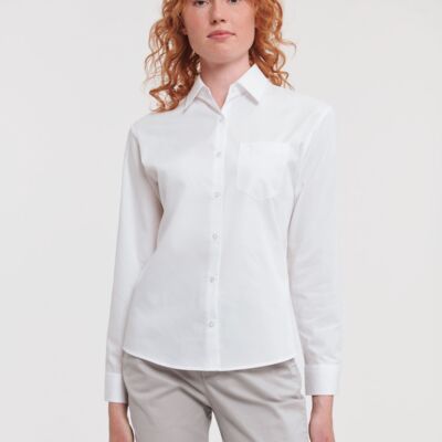 Ladies' Long Sleeve Classic Pure Cotton Poplin Shirt Thumbnail